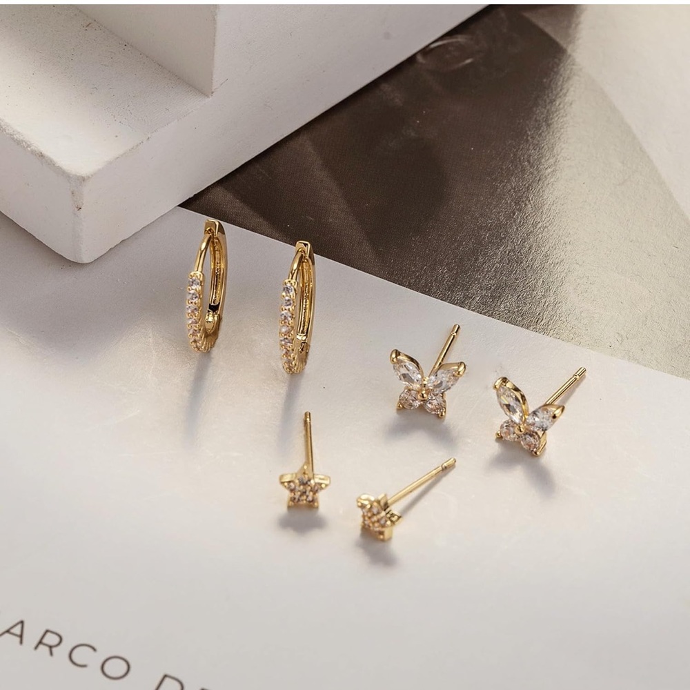 Earrings 14K Gold Plated Butterfly Earrings Set